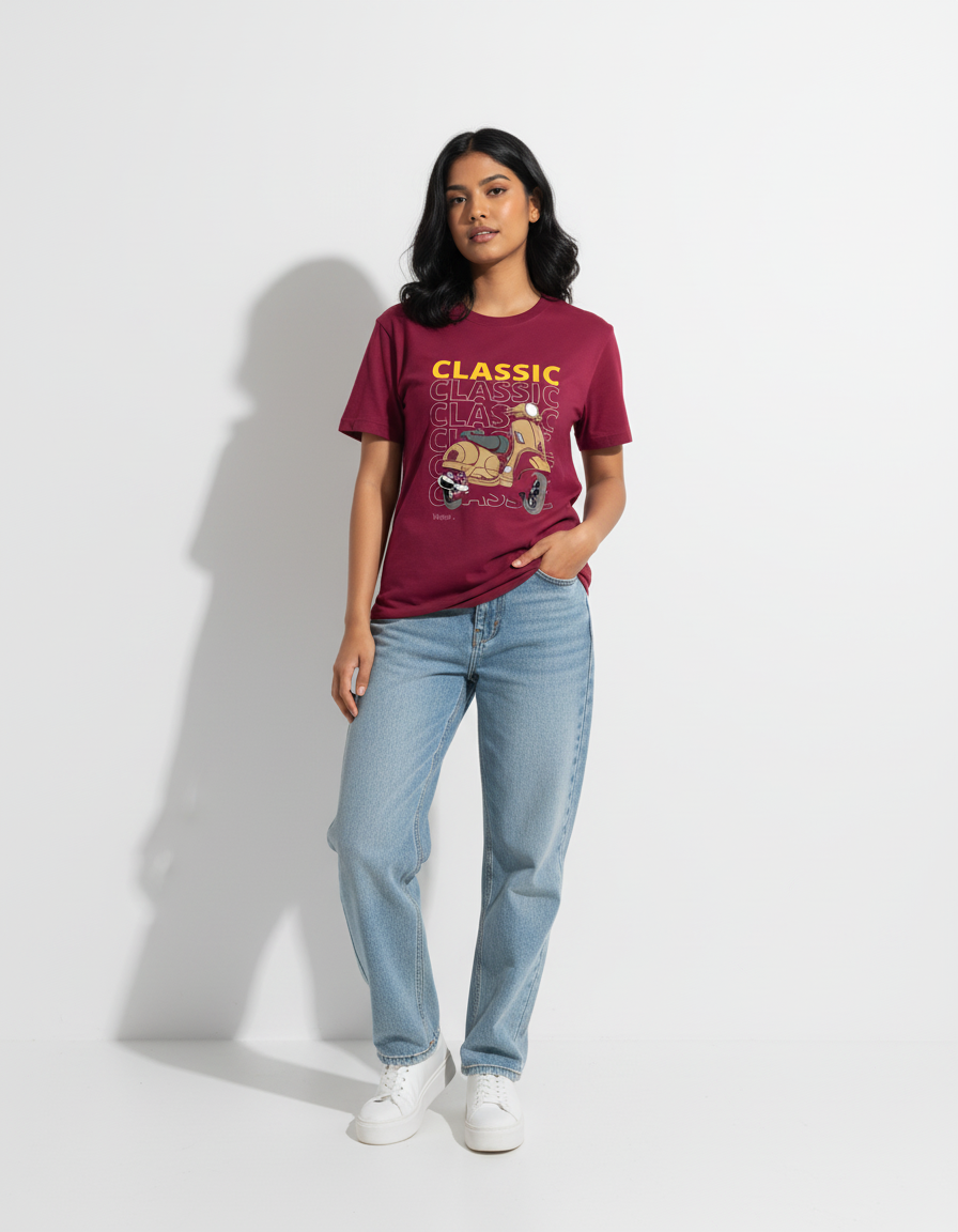 Retro Classic Vespa Graphic Premium Cotton Unisex T-Shirt