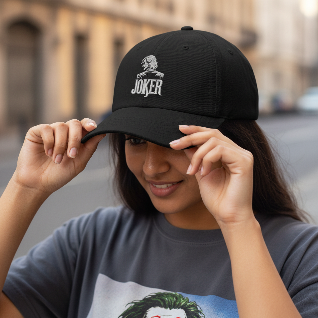 Female Model Adjusting JOKER Cap - Close-up