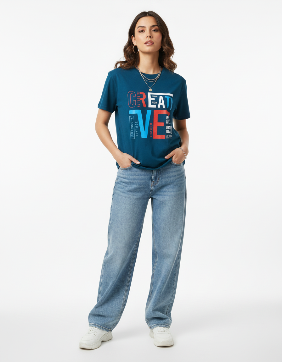 Female model - Creative tee