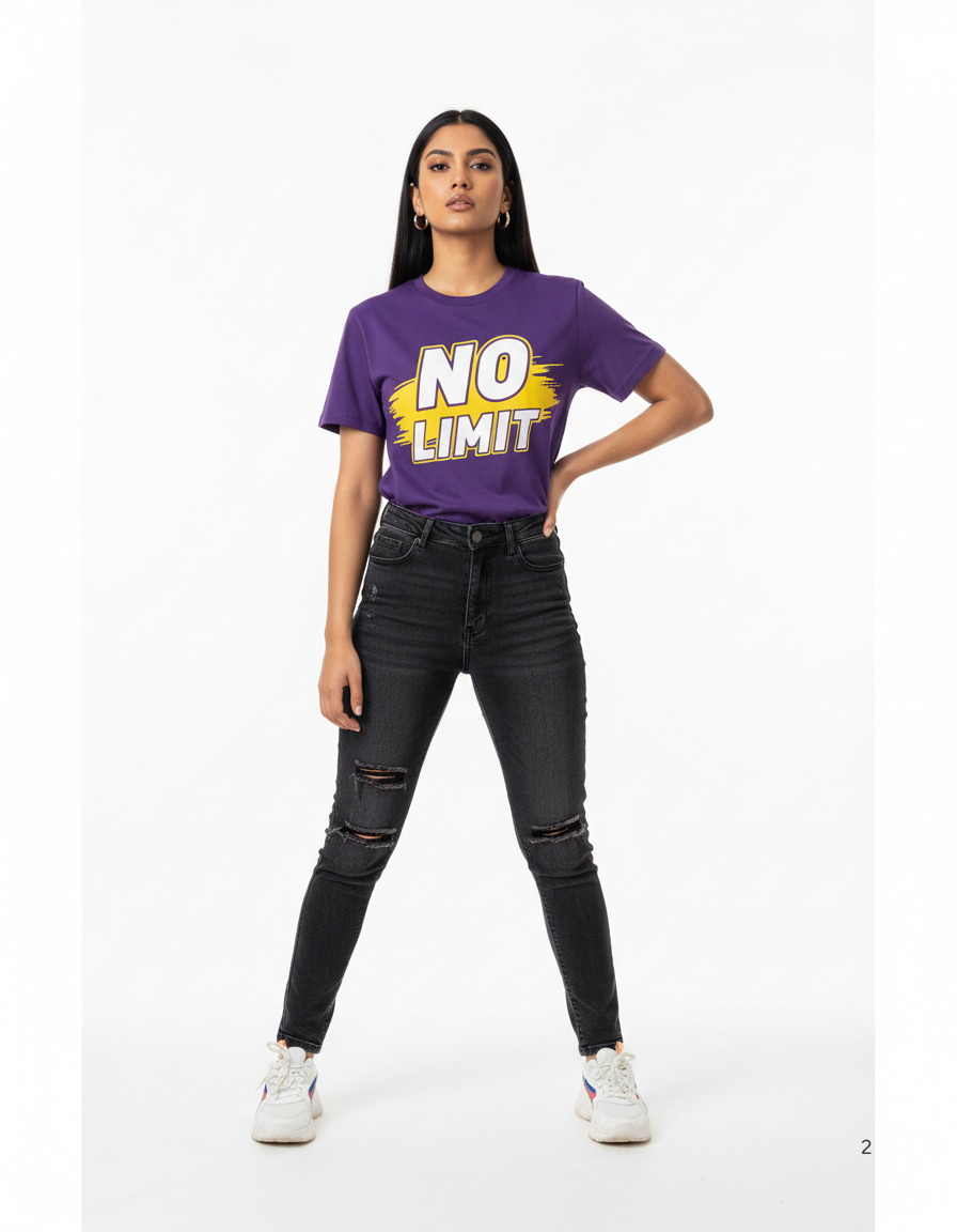 Female model - No Limit tee