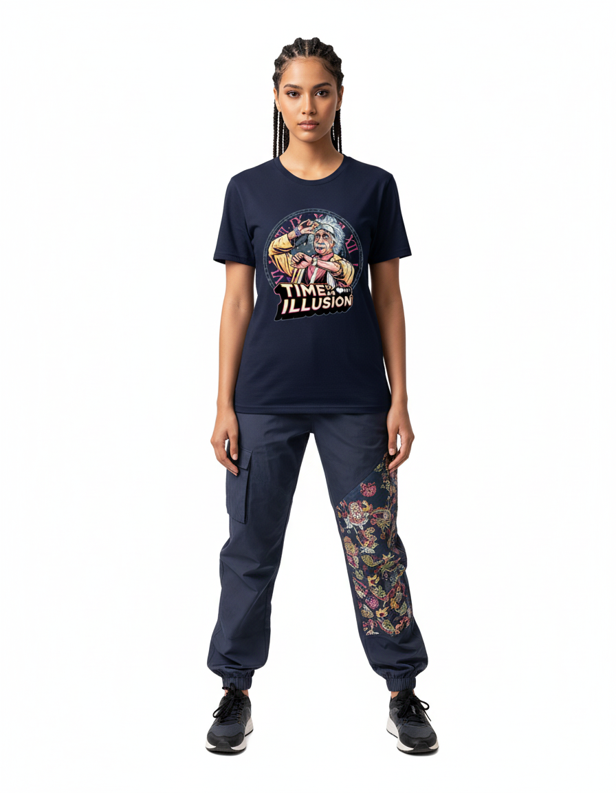 Female model - Time is Illusion tee
