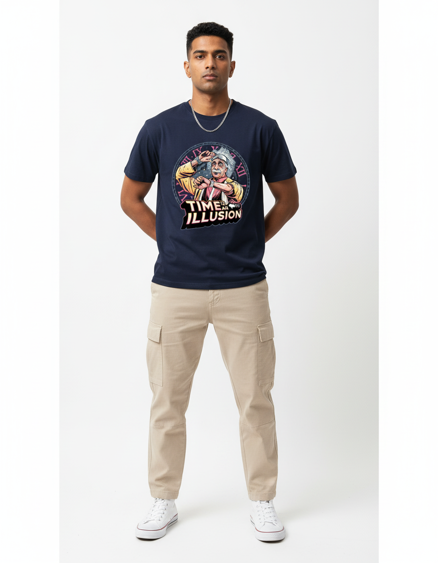 Male model - Time is Illusion tee