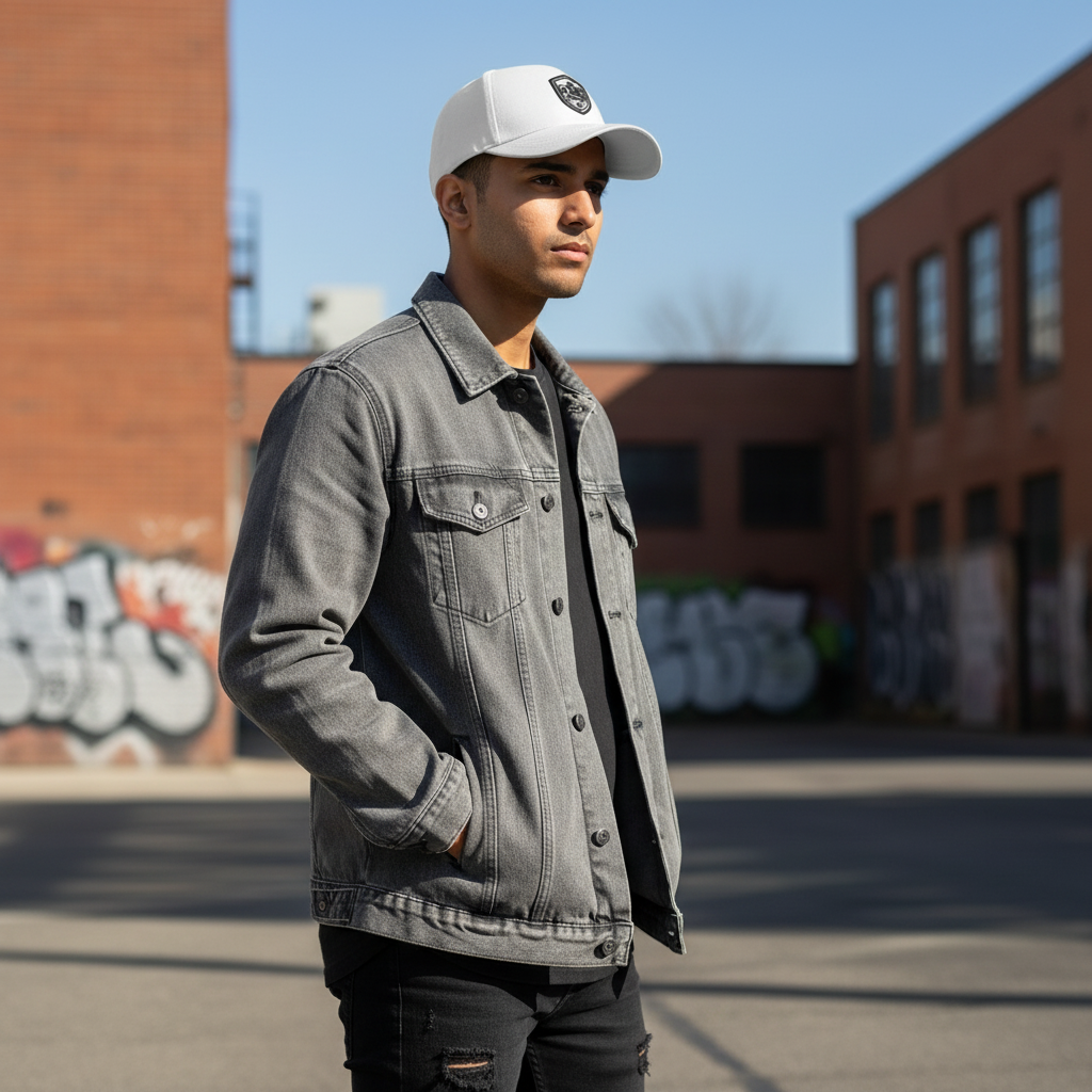 Male Model Wearing White KING ANKAGN Cap - Side