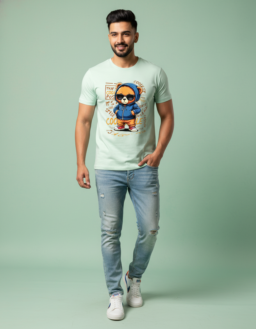 Man wearing Cool Style Bear T-shirt