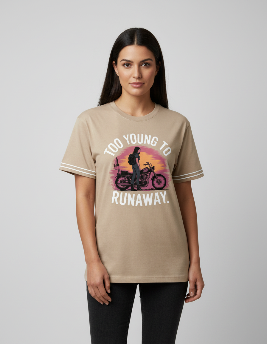 Too Young to Runaway t-shirt in Beige