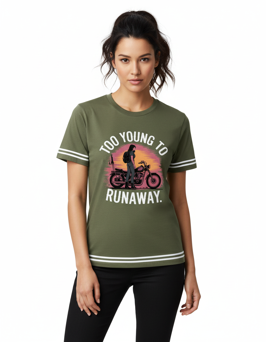 Premium Too Young To Runaway Graphic Cotton Crew Neck Tee