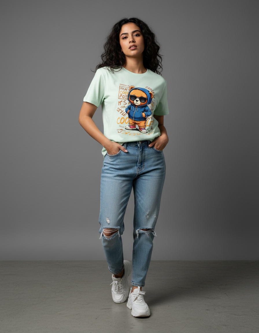 Woman wearing Cool Style Bear T-shirt